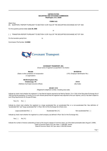 Thumbnail Covenant Logistics
 10-Q Quarterly Report FY 