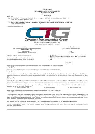 Thumbnail Covenant Logistics
 10-K Annual Report 