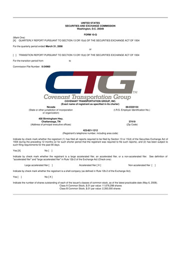 Thumbnail Covenant Logistics
 10-Q Quarterly Report FY 