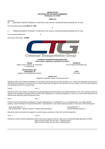 Thumbnail Covenant Logistics
 10-Q Quarterly Report FY 