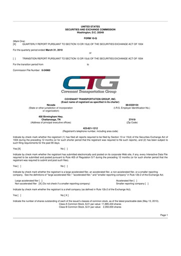 Thumbnail Covenant Logistics
 10-Q Quarterly Report FY 
