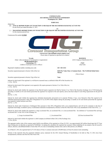 Thumbnail Covenant Logistics
 10-K Annual Report 2011