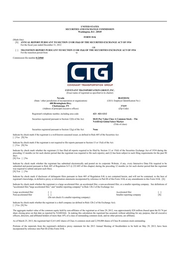 Thumbnail Covenant Logistics
 10-K Annual Report 2012