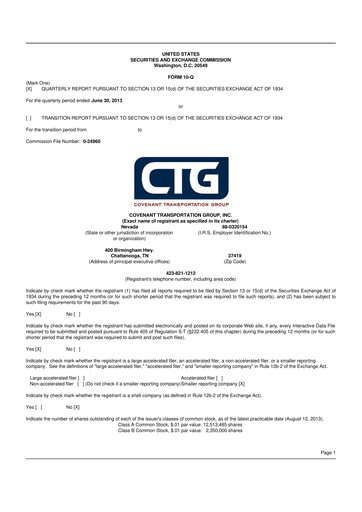 Thumbnail Covenant Logistics
 10-Q Quarterly Report FY2013 