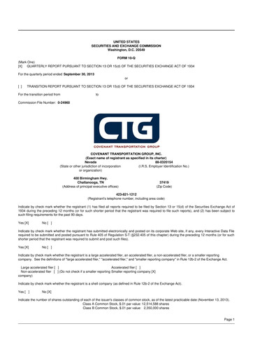 Thumbnail Covenant Logistics
 10-Q Quarterly Report FY2013 