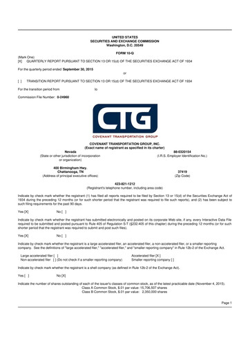 Thumbnail Covenant Logistics
 10-Q Quarterly Report FY2015 