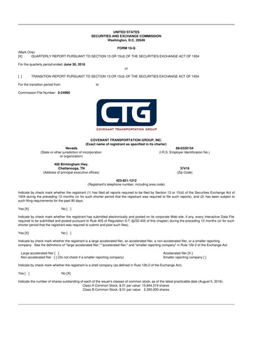 Thumbnail Covenant Logistics
 10-Q Quarterly Report FY2016 