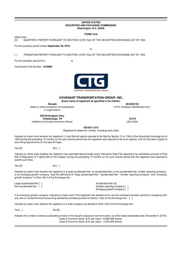 Thumbnail Covenant Logistics
 10-Q Quarterly Report FY2018 