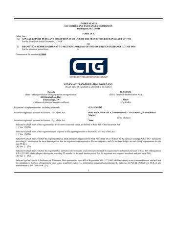 Thumbnail Covenant Logistics
 10-K Annual Report 2018