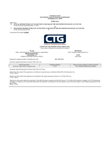 Thumbnail Covenant Logistics
 10-K Annual Report 2019