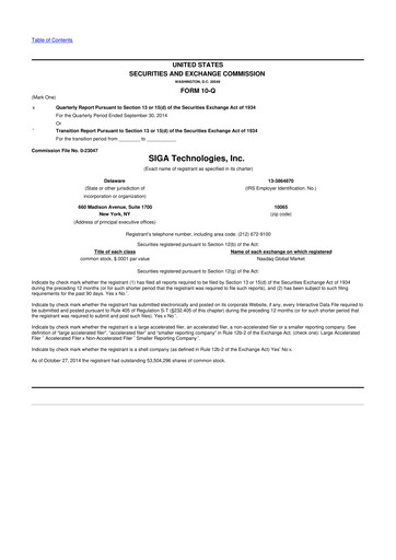 Thumbnail SIGA Technologies 10-Q Quarterly Report FY2014 
