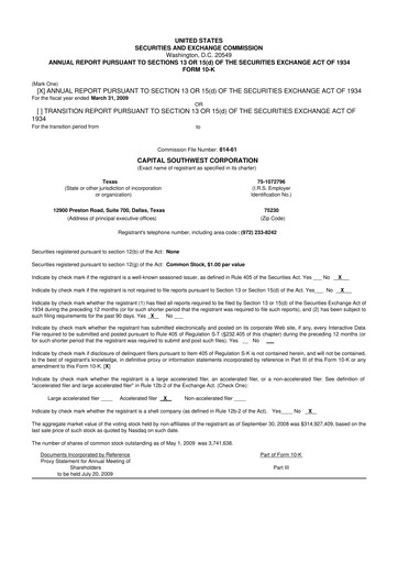 Thumbnail Capital Southwest Corporation 10-K Annual Report 
