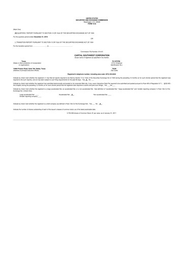 Miniature Capital Southwest Corporation 10-Q Rapport trimestriel  