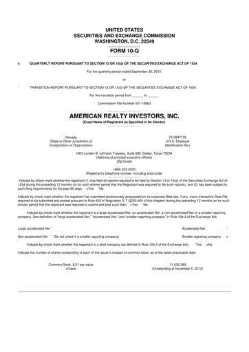 Thumbnail American Realty Investors 10-Q Quarterly Report FY 