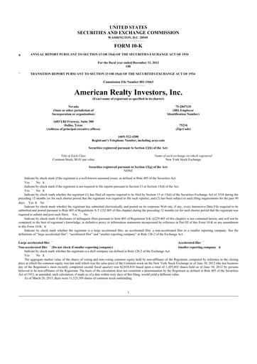 Thumbnail American Realty Investors 10-K Annual Report 2012