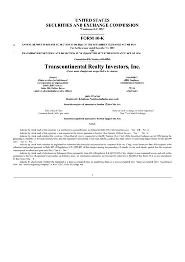 Miniature Transcontinental Realty Investors 10-K Rapport annuel 2013