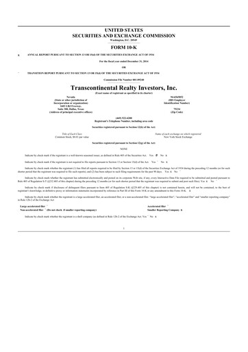 Miniature Transcontinental Realty Investors 10-K Rapport annuel 2014