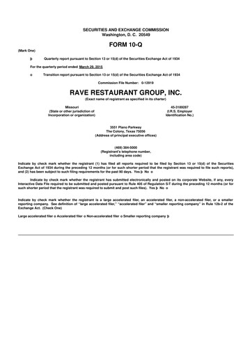 Thumbnail Rave Restaurant Group 10-Q Quarterly Report FY2015 
