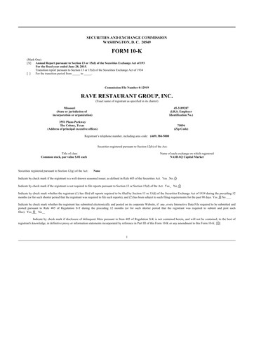 Thumbnail Rave Restaurant Group 10-K Annual Report 2015