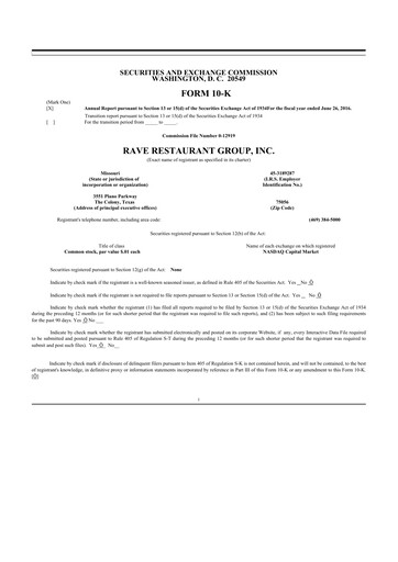 Thumbnail Rave Restaurant Group 10-K Annual Report 2016