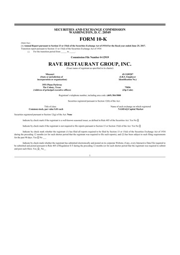 Thumbnail Rave Restaurant Group 10-K Annual Report 