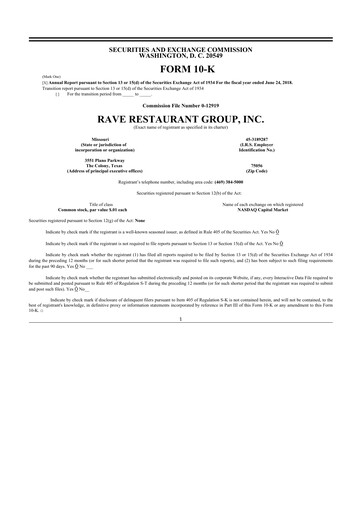 Thumbnail Rave Restaurant Group 10-K Annual Report 2018