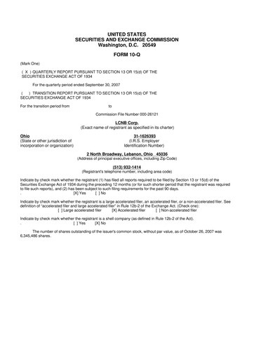 Thumbnail LCNB Corp.
 10-Q Quarterly Report FY 