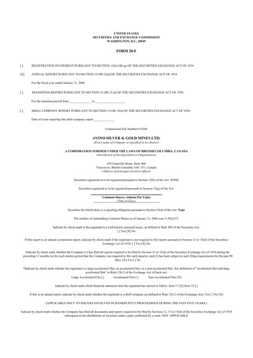 Thumbnail Avino Silver & Gold Mines
 20-F Annual Report 