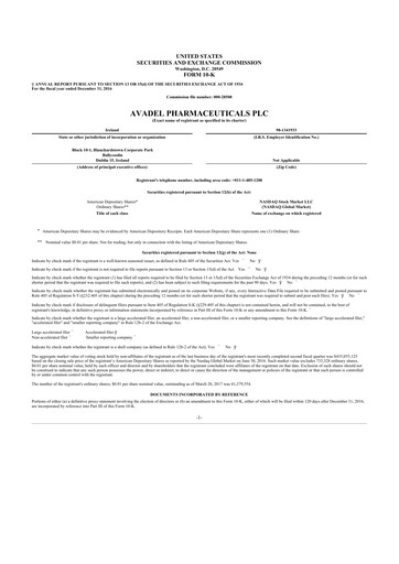 Thumbnail Avadel Pharmaceuticals
 10-K Annual Report 2016