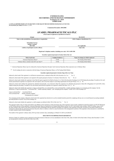 Thumbnail Avadel Pharmaceuticals
 10-K Annual Report 2019