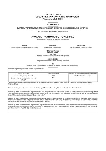 Vorschaubild Avadel Pharmaceuticals
 10-Q Quartalsbericht 2020 