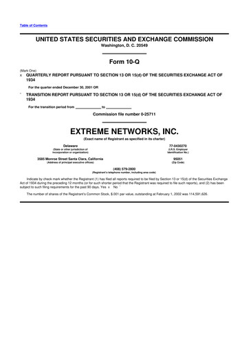 Thumbnail Extreme Networks
 10-Q Quarterly Report FY 
