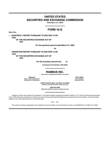 Vorschaubild Rambus 10-Q Quartalsbericht  