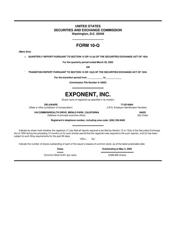 Thumbnail Exponent
 10-Q Quarterly Report FY 