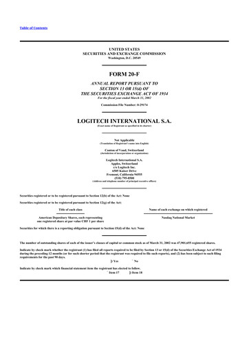 Thumbnail Logitech 20-F Annual Report 