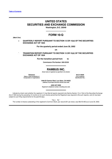 Vorschaubild Rambus 10-Q Quartalsbericht  
