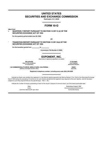 Thumbnail Exponent
 10-Q Quarterly Report FY 