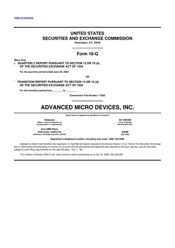 Miniature AMD 10-Q Rapport trimestriel  