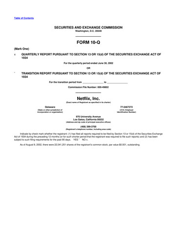 Miniature Netflix 10-Q Rapport trimestriel  