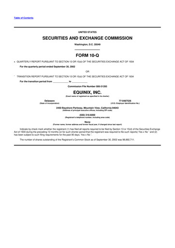 Thumbnail Equinix 10-Q Quarterly Report FY 