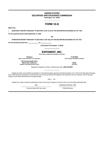 Thumbnail Exponent
 10-Q Quarterly Report FY 