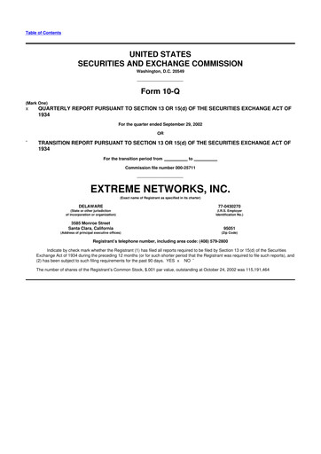 Thumbnail Extreme Networks
 10-Q Quarterly Report FY 