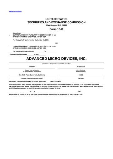 Miniature AMD 10-Q Rapport trimestriel  