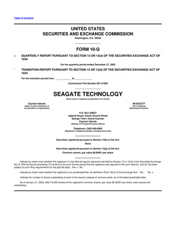 Thumbnail Seagate Technology 10-Q Quarterly Report FY 