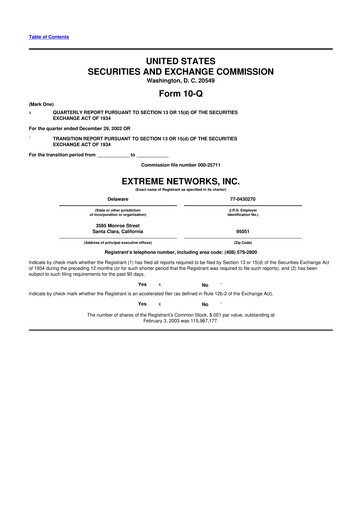 Thumbnail Extreme Networks
 10-Q Quarterly Report FY 