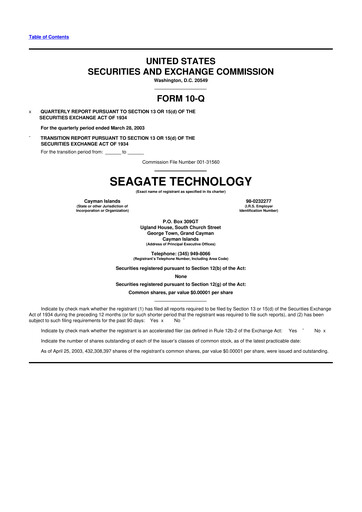 Thumbnail Seagate Technology 10-Q Quarterly Report FY 