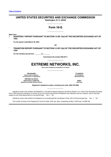 Thumbnail Extreme Networks
 10-Q Quarterly Report FY 
