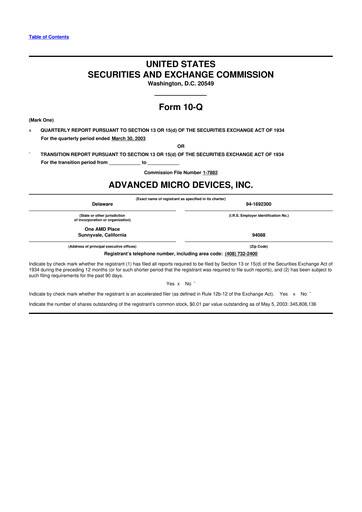 Miniature AMD 10-Q Rapport trimestriel  