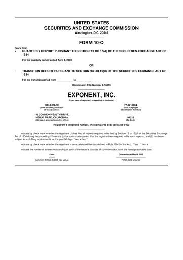 Thumbnail Exponent
 10-Q Quarterly Report FY 