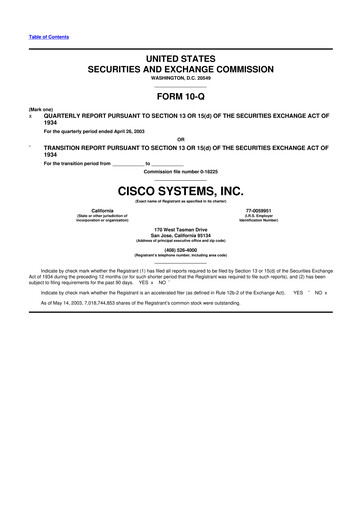 Miniature Cisco 10-Q Rapport trimestriel  